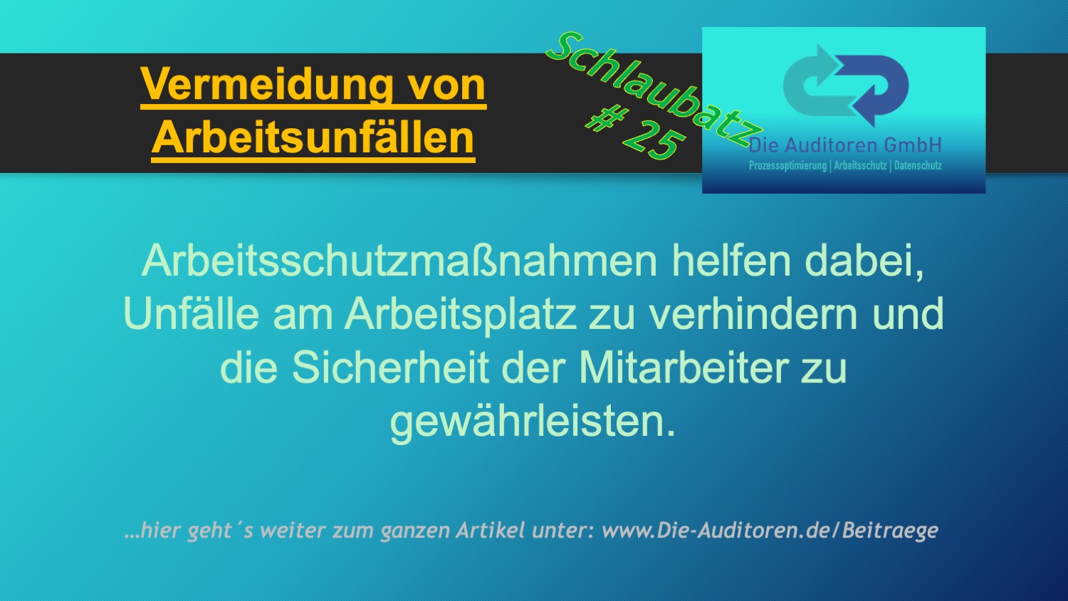 Ratgeber 1 Vermeidung von Arbeitsunfällen und Verletzungen