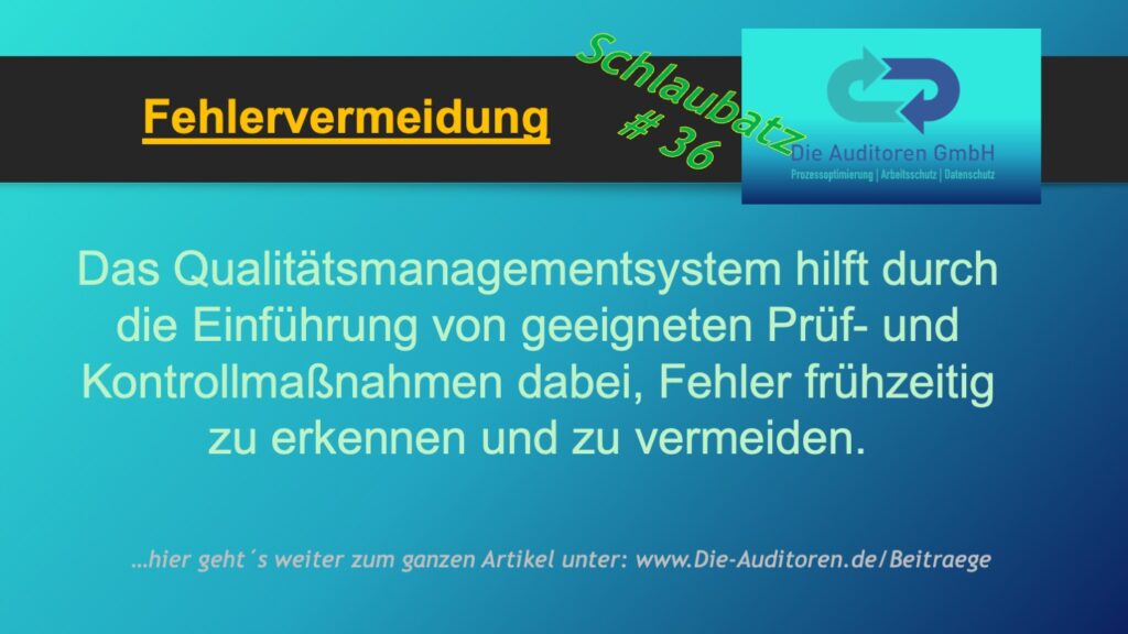 Schlaubatz # 36 5 Fehlervermeidung