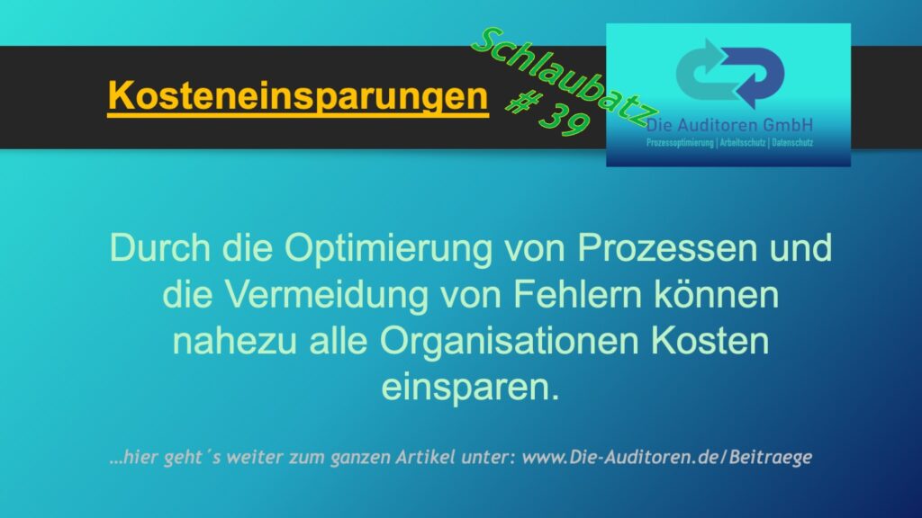 Schlaubatz # 39 2 Kosteneinsparungen